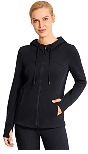 CRZ YOGA Women's Full Zip Hooded Sweatshirts Workout Sweat Jackets